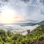 Tented camp overlooking Ngorongoro Crater on camping safari